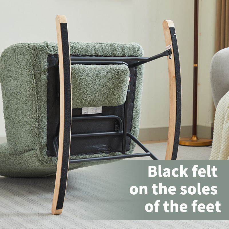 JXXRZ Nursery Rocking Chair with Footrest, Oversized Teddy Plush Rocker & Modern Upholstered High Back, Green