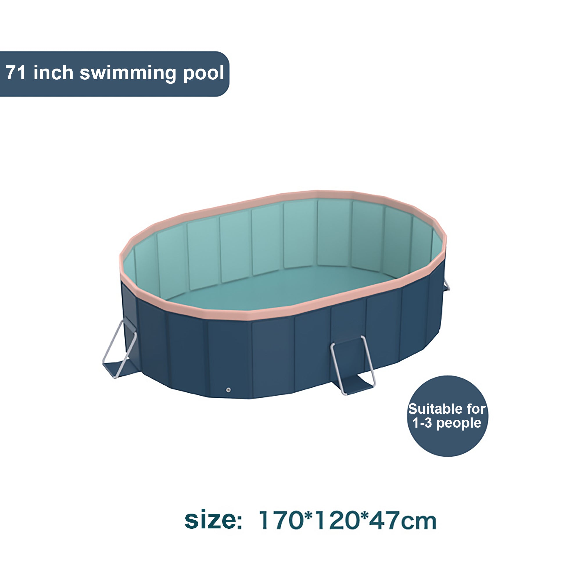 JXXRZ 71in Oval Foldable Hard Plastic Pool, Thickened PVC Portable Design for Kids/Adults/Pets Indoor Outdoor