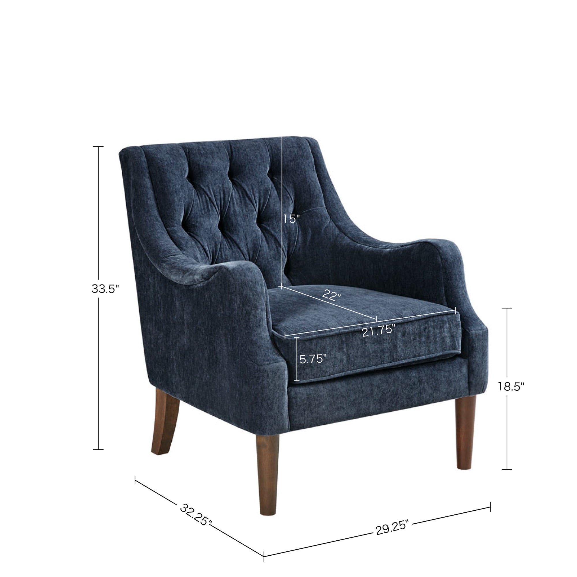 JXXRZ Button Tufted Accent Chair with Removable Cushion & Solid Wood Frame, for Living Room, Bedroom, Navy Blue