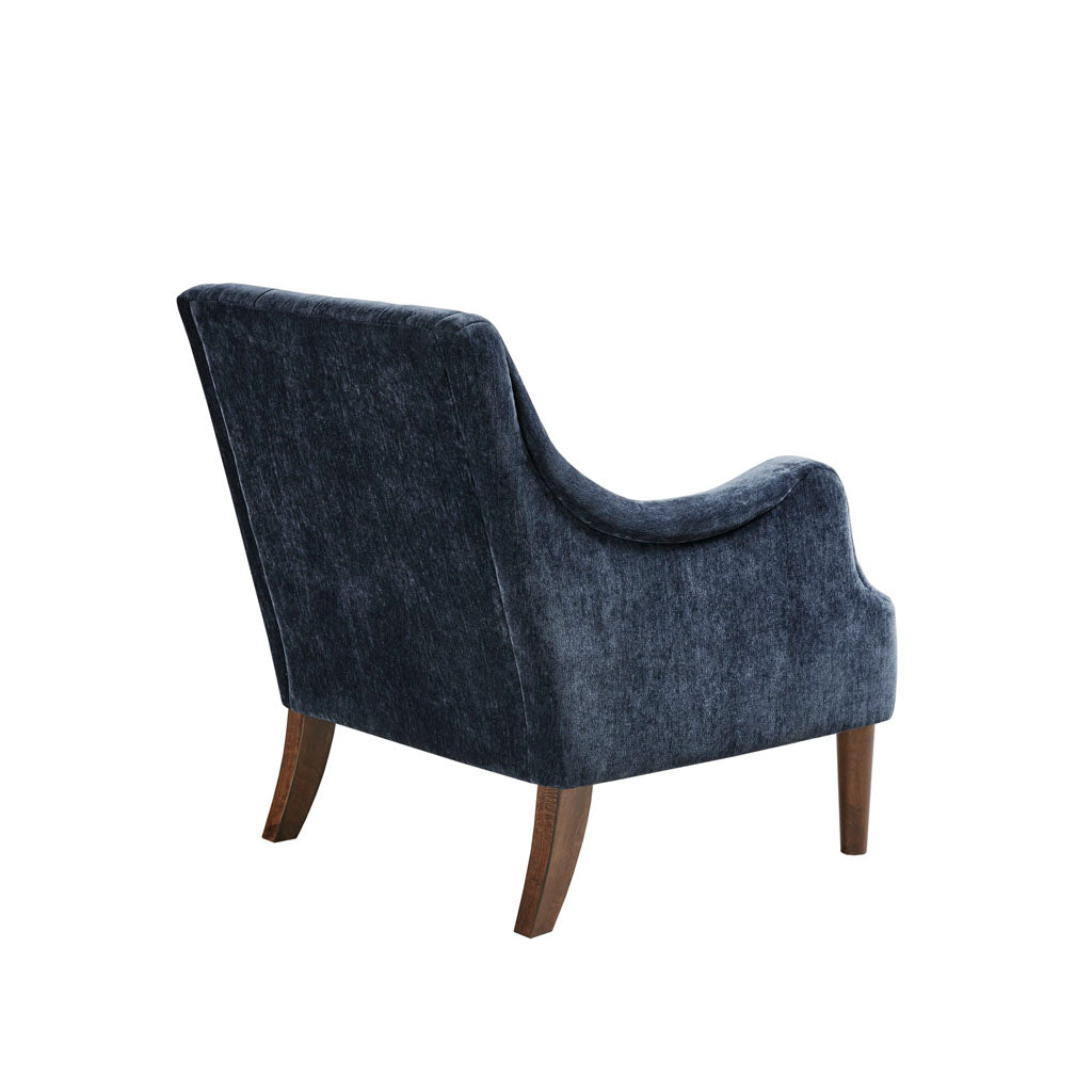 JXXRZ Button Tufted Accent Chair with Removable Cushion & Solid Wood Frame, for Living Room, Bedroom, Navy Blue