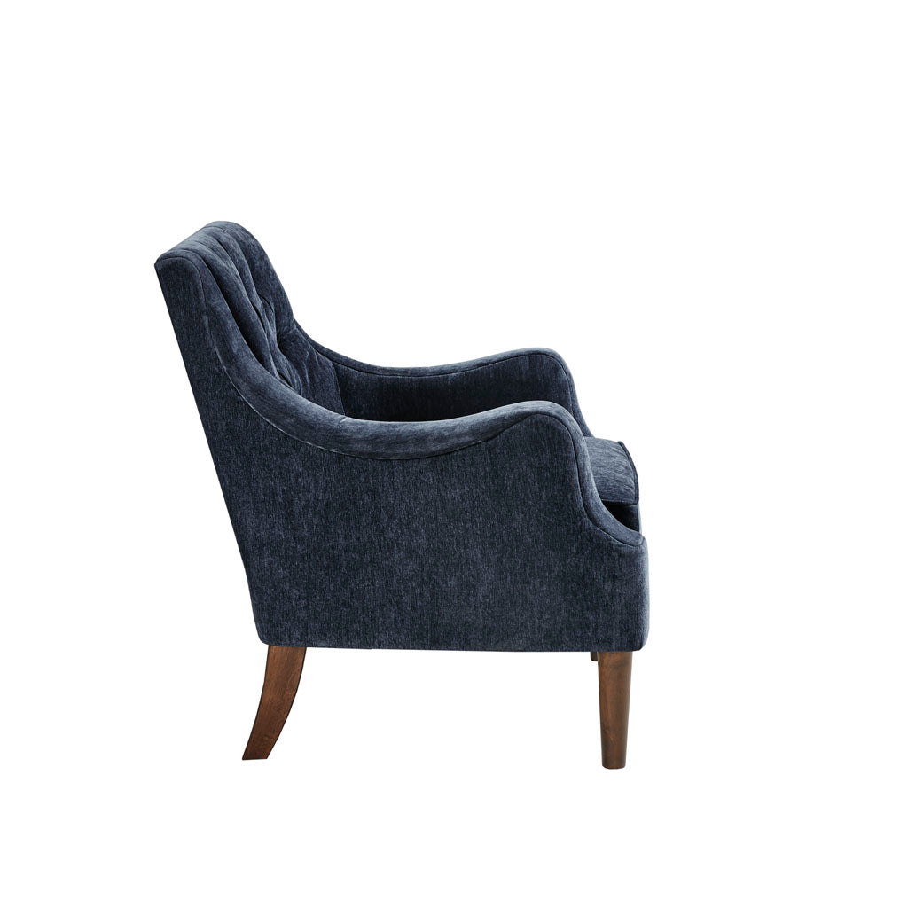 JXXRZ Button Tufted Accent Chair with Removable Cushion & Solid Wood Frame, for Living Room, Bedroom, Navy Blue