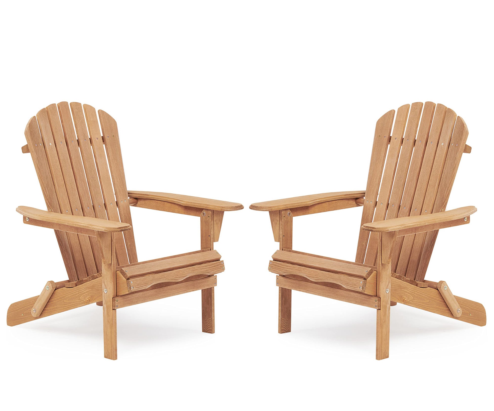 JXXRZ Wooden Folding Adirondack Chairs – Solid Cedar Outdoor Patio Garden Lounge,Natural (Set of 2)