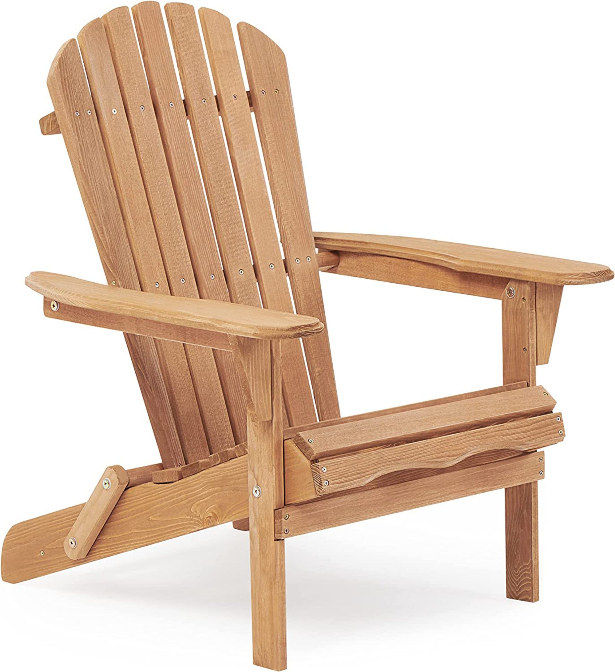 JXXRZ Wooden Folding Adirondack Chairs – Solid Cedar Outdoor Patio Garden Lounge,Natural (Set of 2)