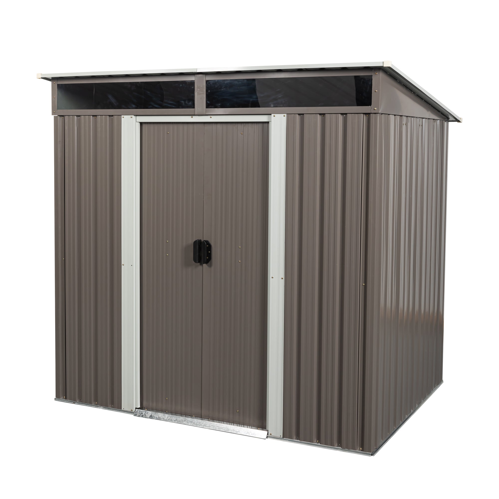 JXXRZ 6x5 ft Outdoor Metal Storage Shed, with Transparent plate, Sloped Top, Grey
