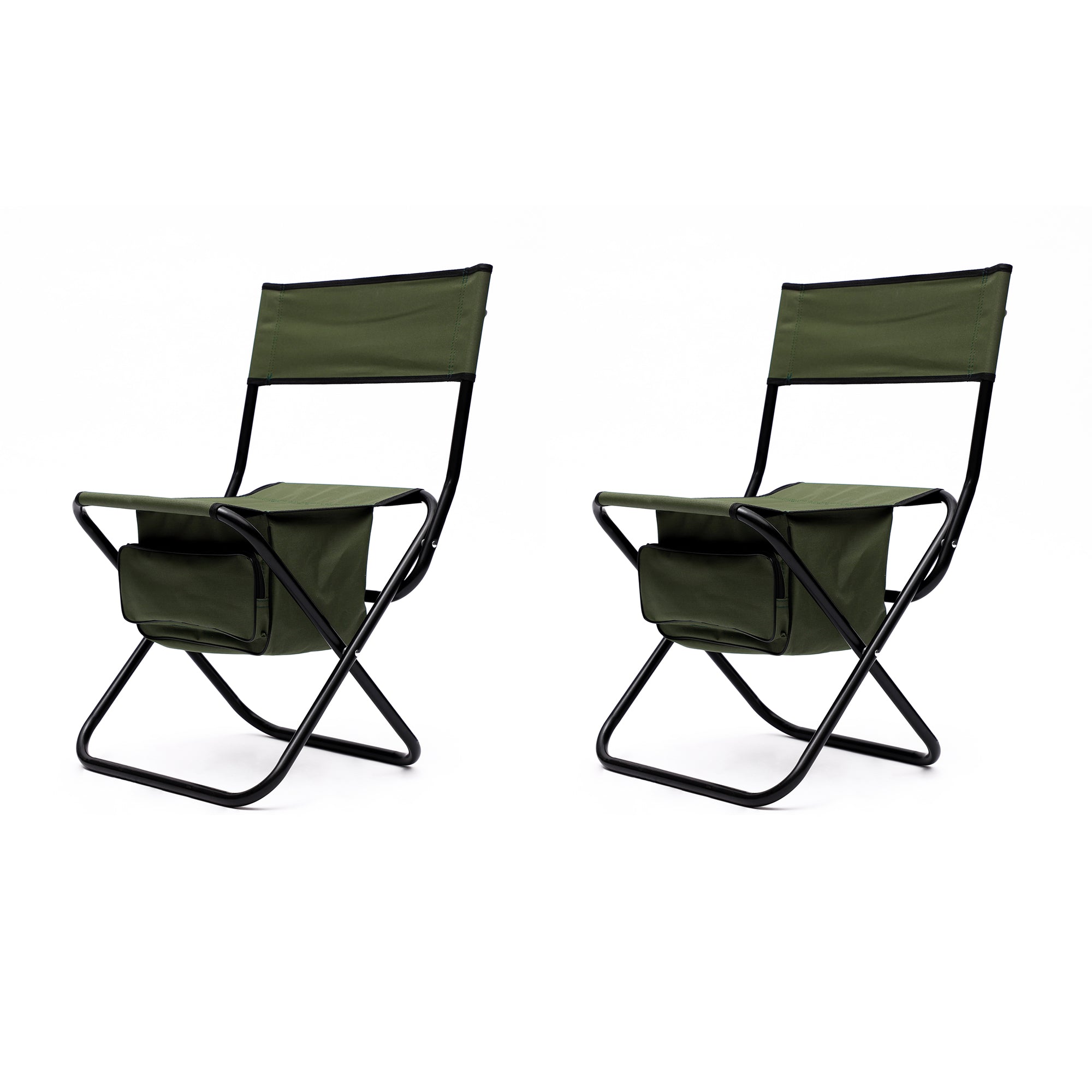 JXXRZ 2-Pack Folding Camping Chairs with Storage Bag, Portable for Indoor Outdoor Beach Picnic, Green