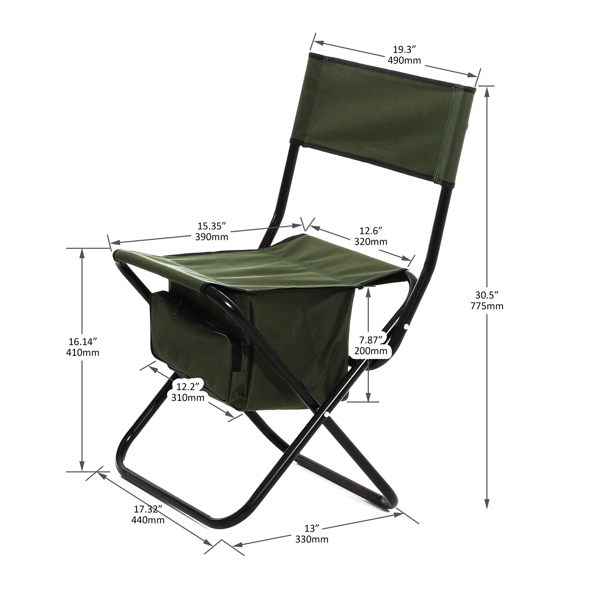 JXXRZ 2-Pack Folding Camping Chairs with Storage Bag, Portable for Indoor Outdoor Beach Picnic, Green