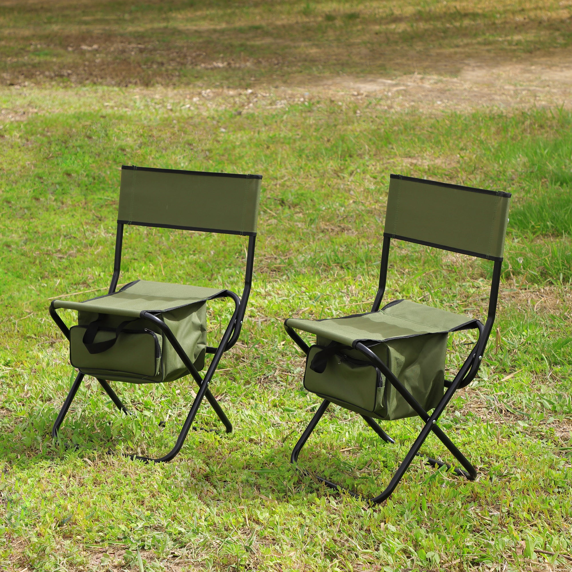 JXXRZ 2-Pack Folding Camping Chairs with Storage Bag, Portable for Indoor Outdoor Beach Picnic, Green