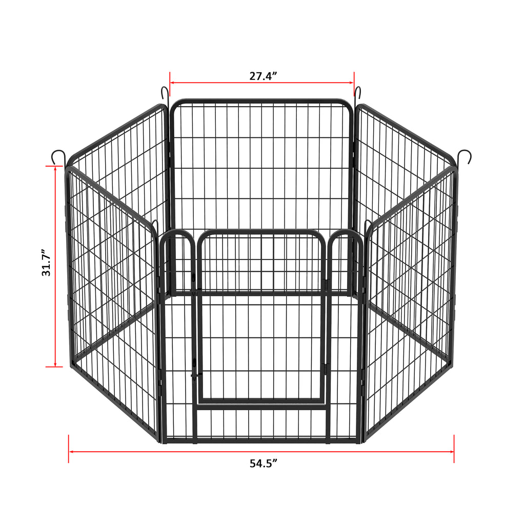 6 Panels Heavy Duty Metal Playpen with door,31.7"H Dog Fence Pet Exercise Pen for Outdoor, Indoor