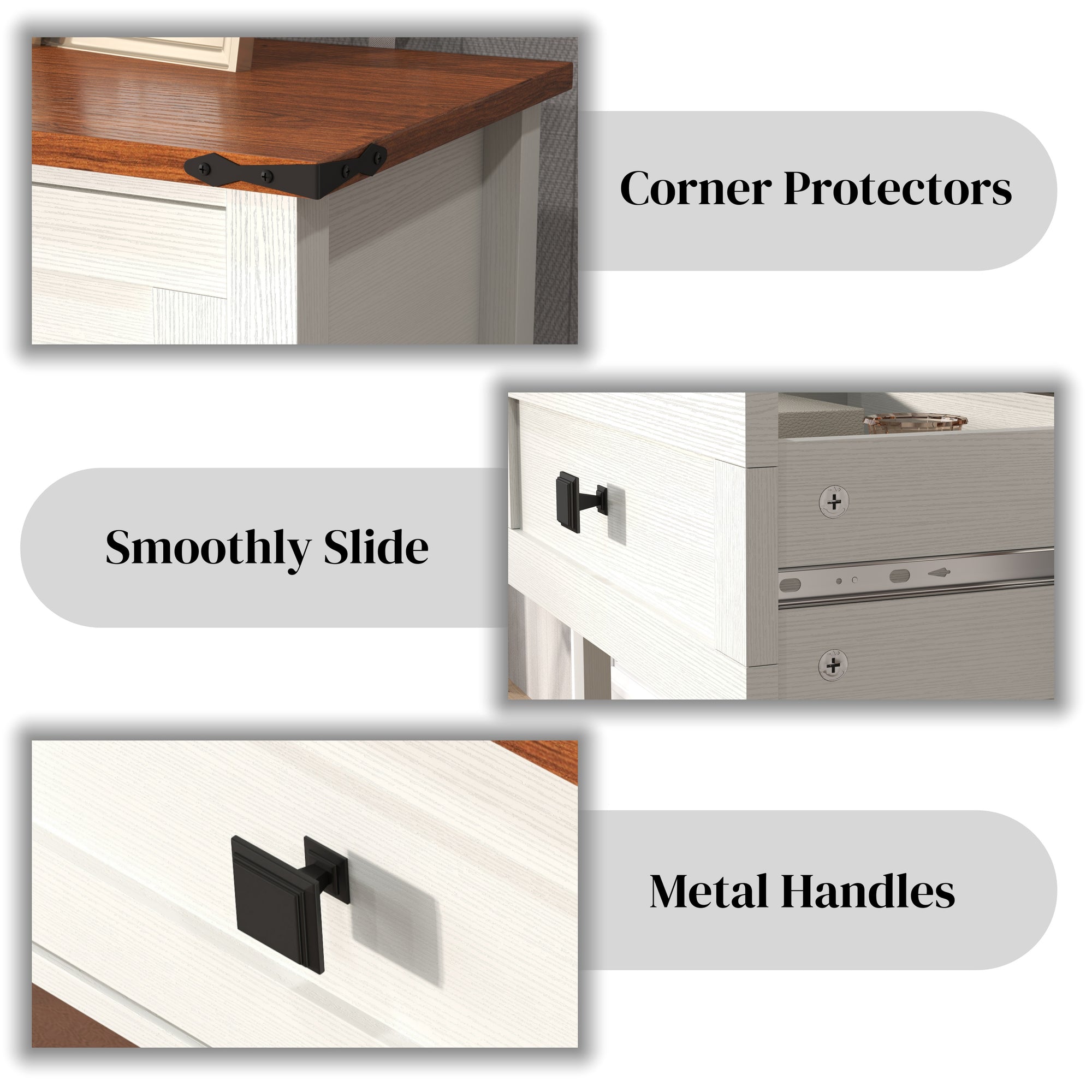 JXXRZ Farmhouse Console Table with 2 Drawers, Rustic Style | Sturdy Particle Board & MDF Frame, Antique White Finish