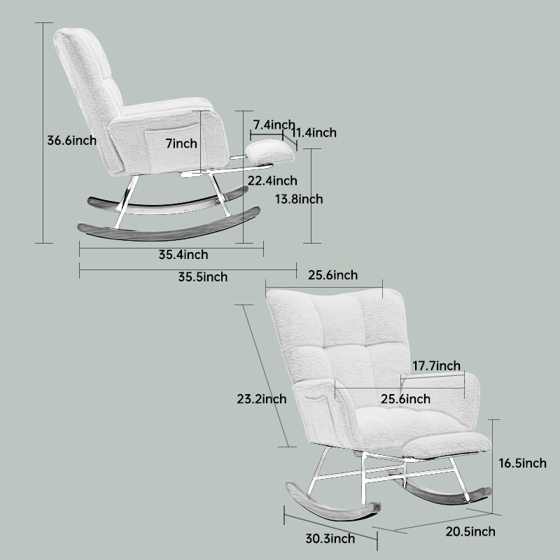 JXXRZ Nursery Rocking Chair with Footrest, Oversized Teddy Plush Rocker & Modern Upholstered High Back, Green