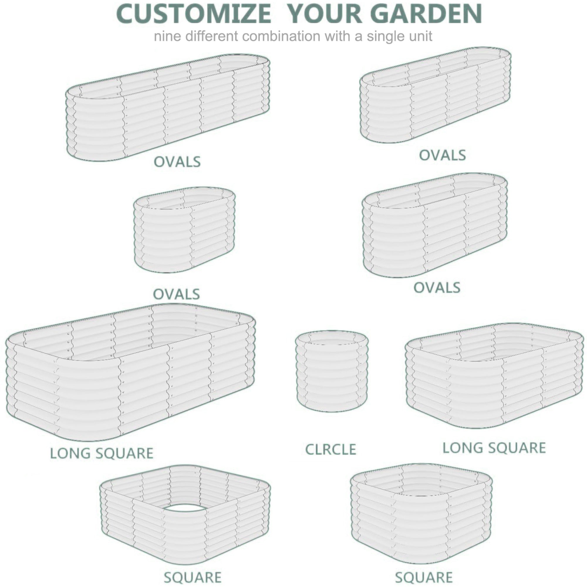 JXXRZ 12" Tall Galvanized Steel Raised Garden Bed, 7x3ft Oval Planter Box for Outdoor, White