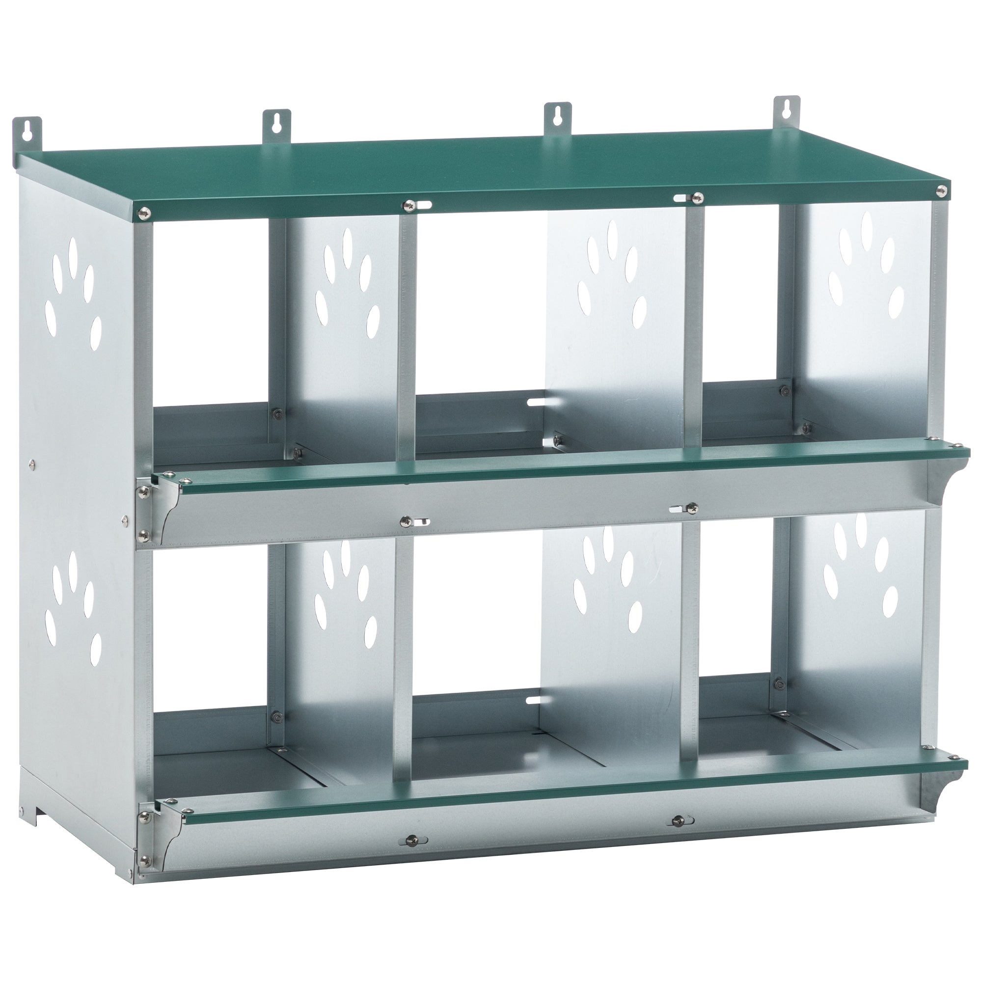 JXXRZ 6-Compartment Metal Chicken Nesting Box - Galvanized Steel Wall-Mounted Rust-Resistant Egg-Laying Hen Coop