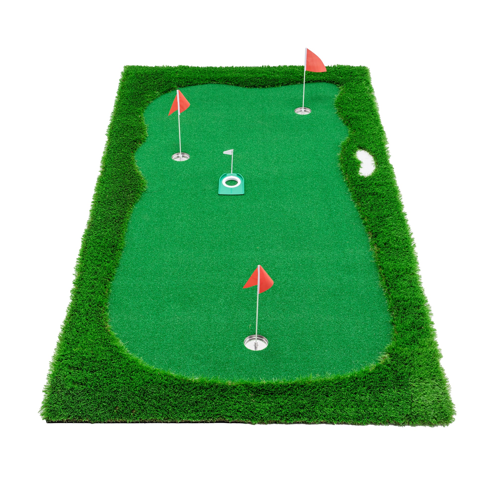 JXXRZ 10x5 FT Golf Putting Green, Golf Training Mat with High-quality Turf, 3 Holes, 3 Flags and Cups for Indoor Outdoor