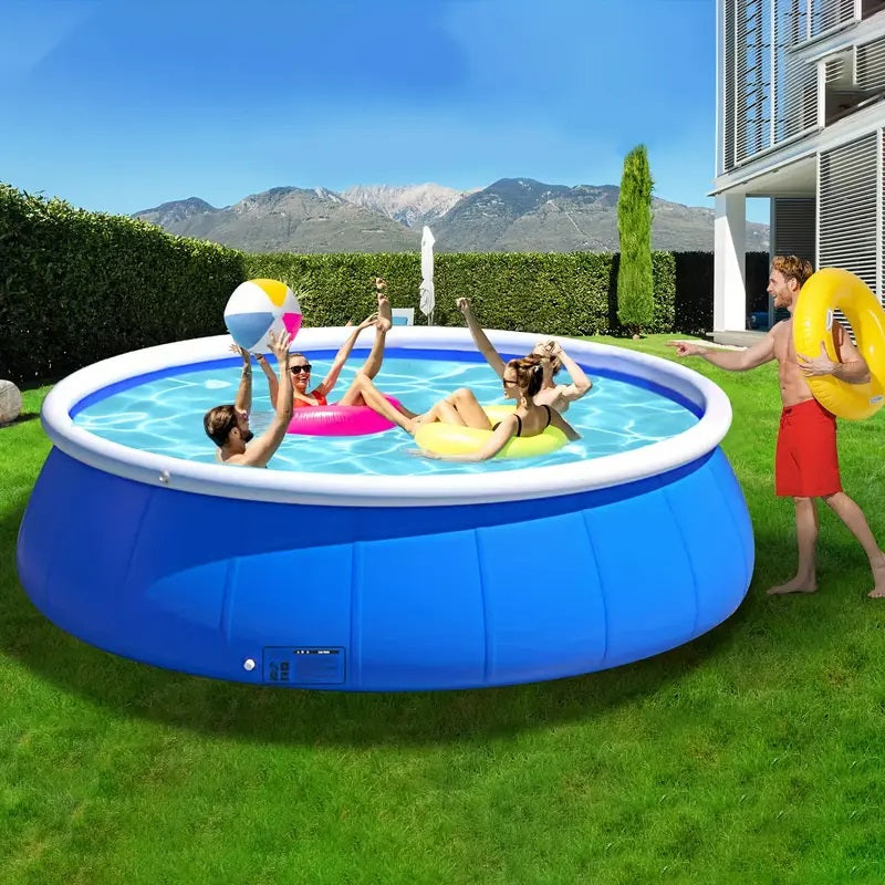 JXXRZ 6x1.5 Ft Inflatable PVC Swimming Pool for Adults/Kids, Outdoor Foldable with Sturdy Mesh & Quick Drain