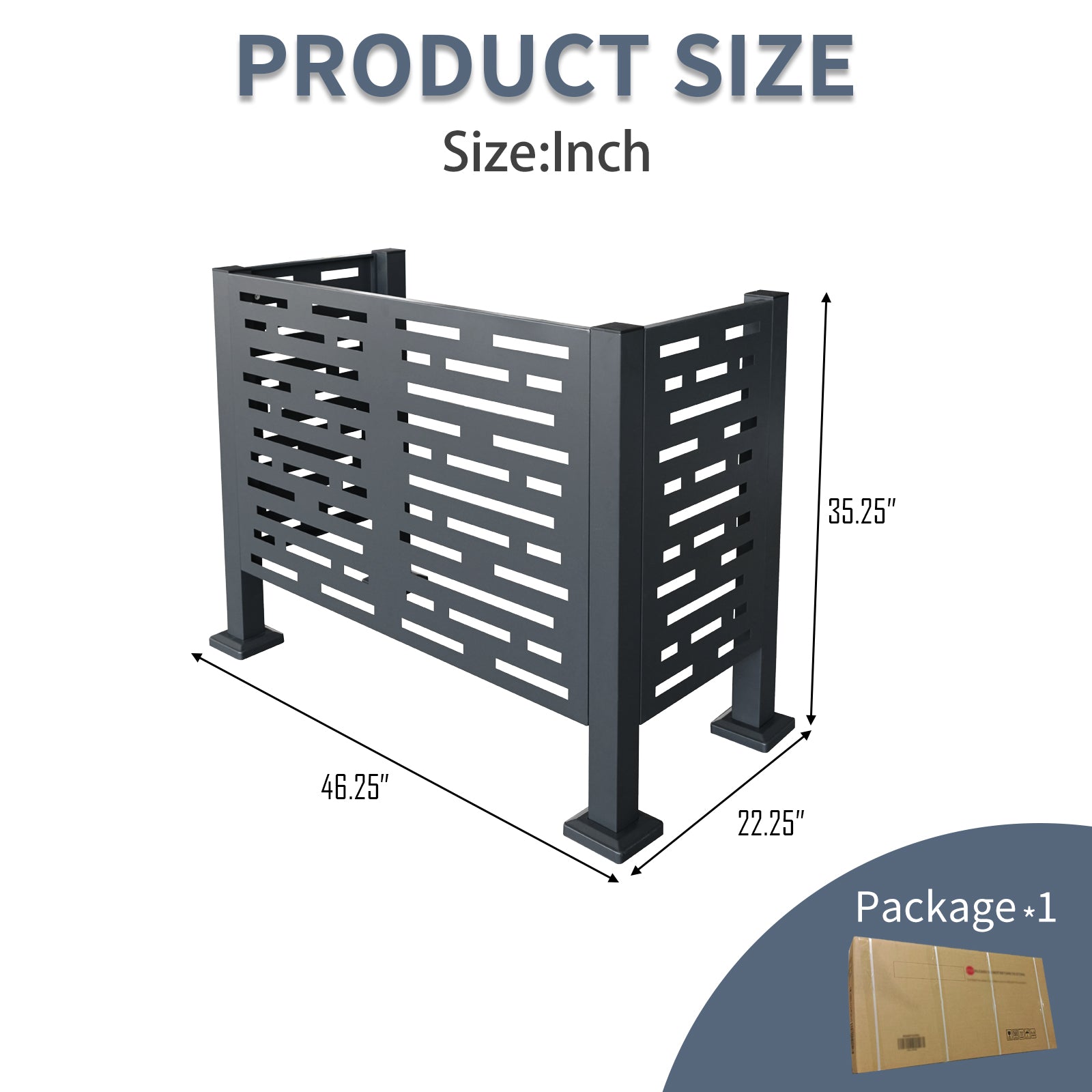 JXXRZ 4x2FT Air Conditioner Fence Metal Privacy Fence for Outdoor Units with 2 Planter Box, Charcoal Metal Screen