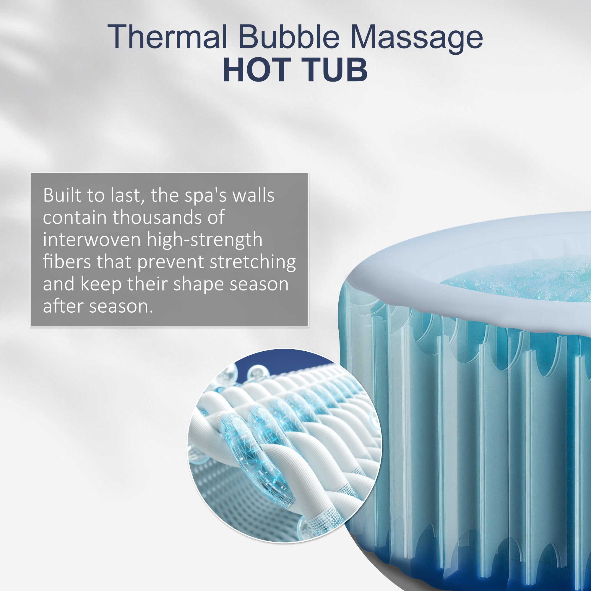 JXXRZ 4-6 Person Round Inflatable Hot Tub w/ 120 Jets, Manual Controls, Thermal Cover, 71x24", Indoor/Outdoor, Blue