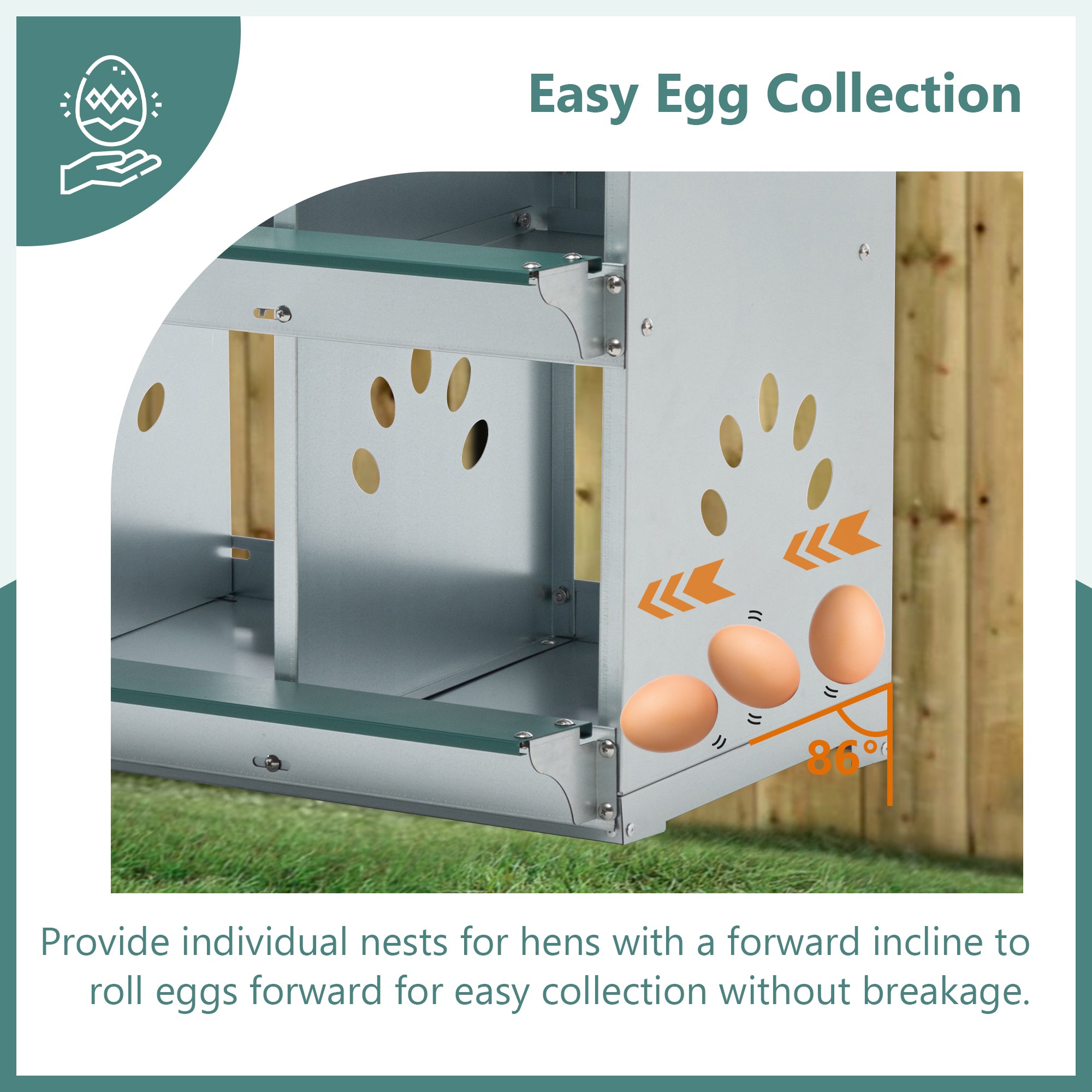 JXXRZ 6-Compartment Metal Chicken Nesting Box - Galvanized Steel Wall-Mounted Rust-Resistant Egg-Laying Hen Coop