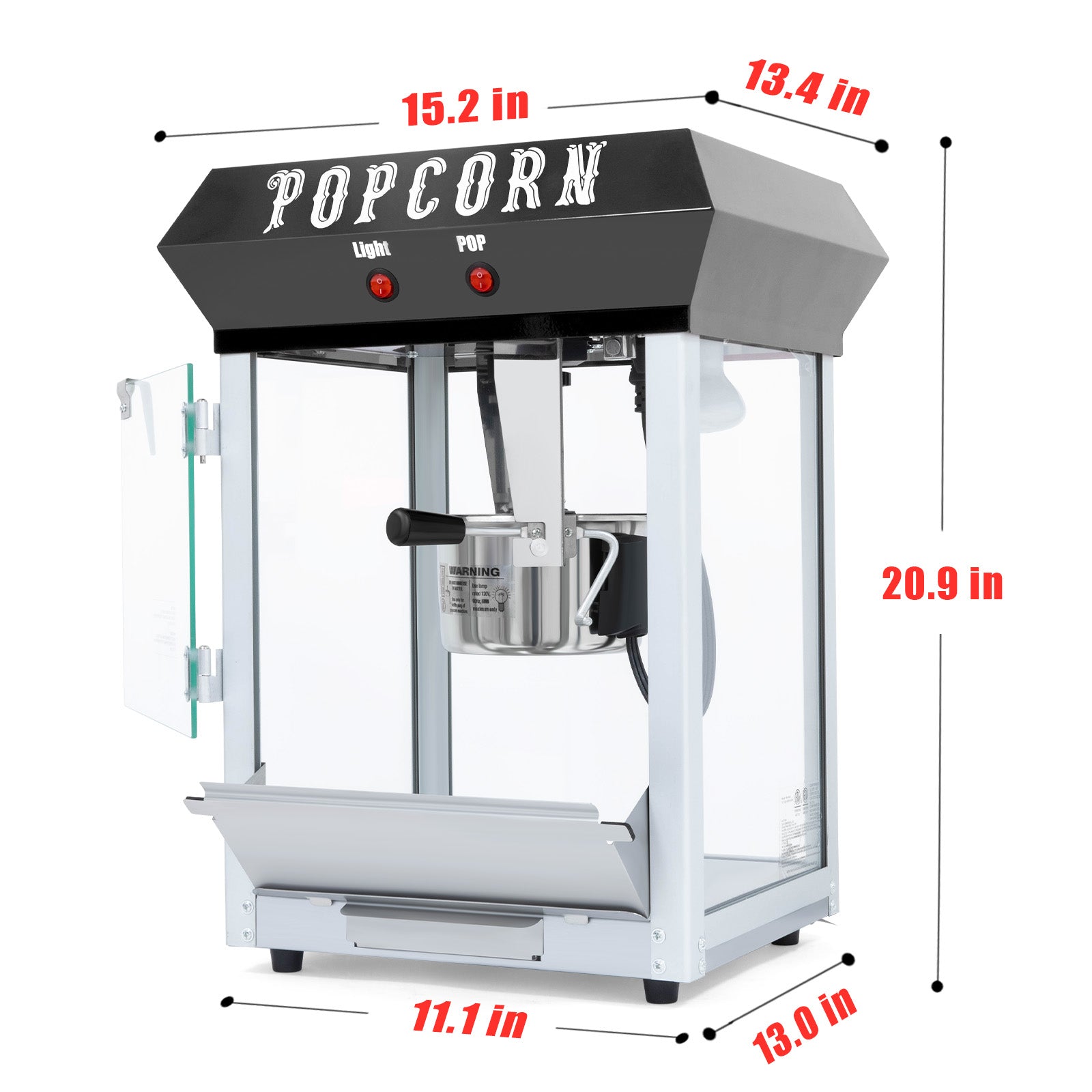 JXXRZ 6 Oz Commercial Popcorn Machine, 600W Countertop Popcorn Maker,Container Produces 2.25 Gallon per Cycle, Comes with 4 Ladles, Black
