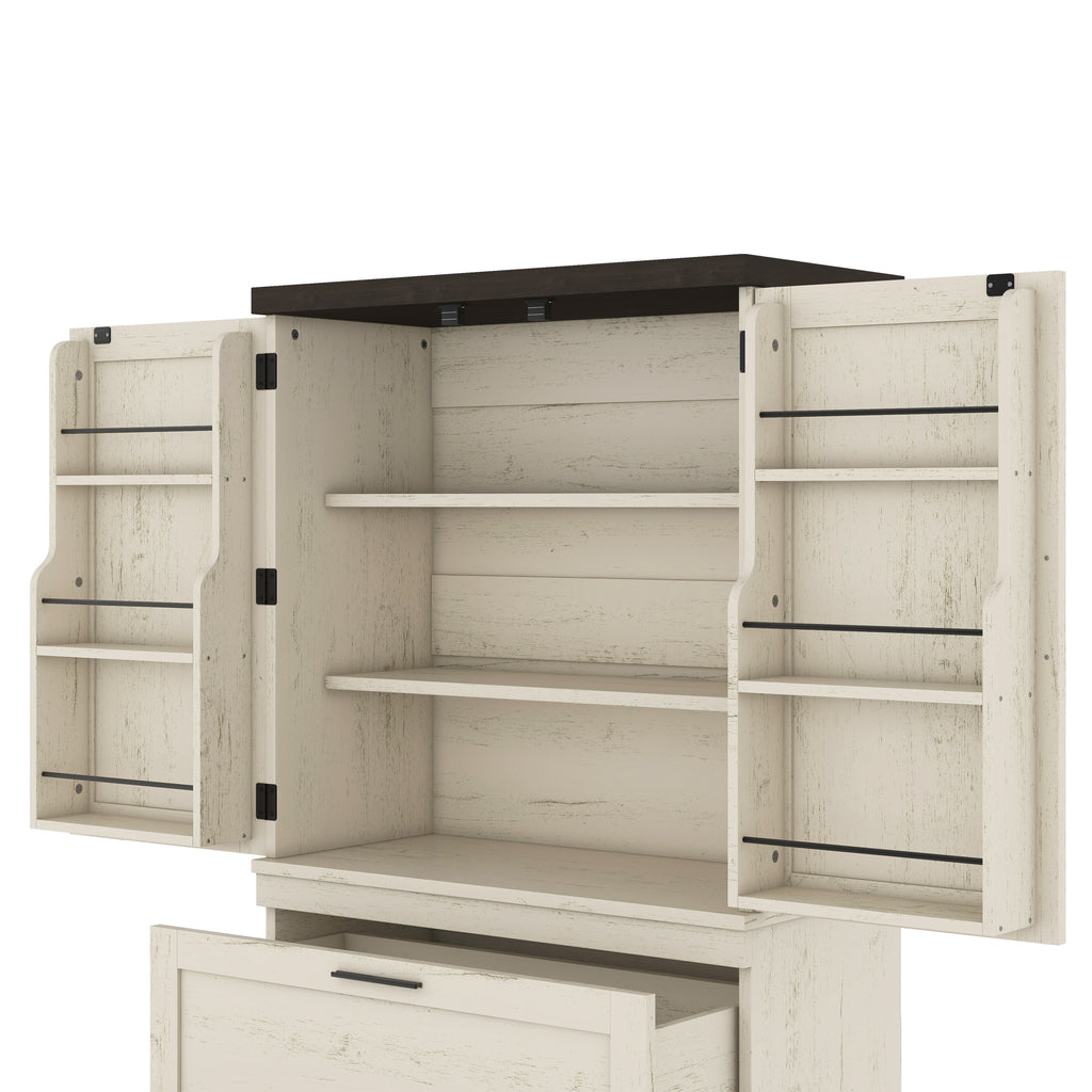 JXXRZ Farmhouse Storage Cabinet, Multi-Room Organizer, Antique Beige