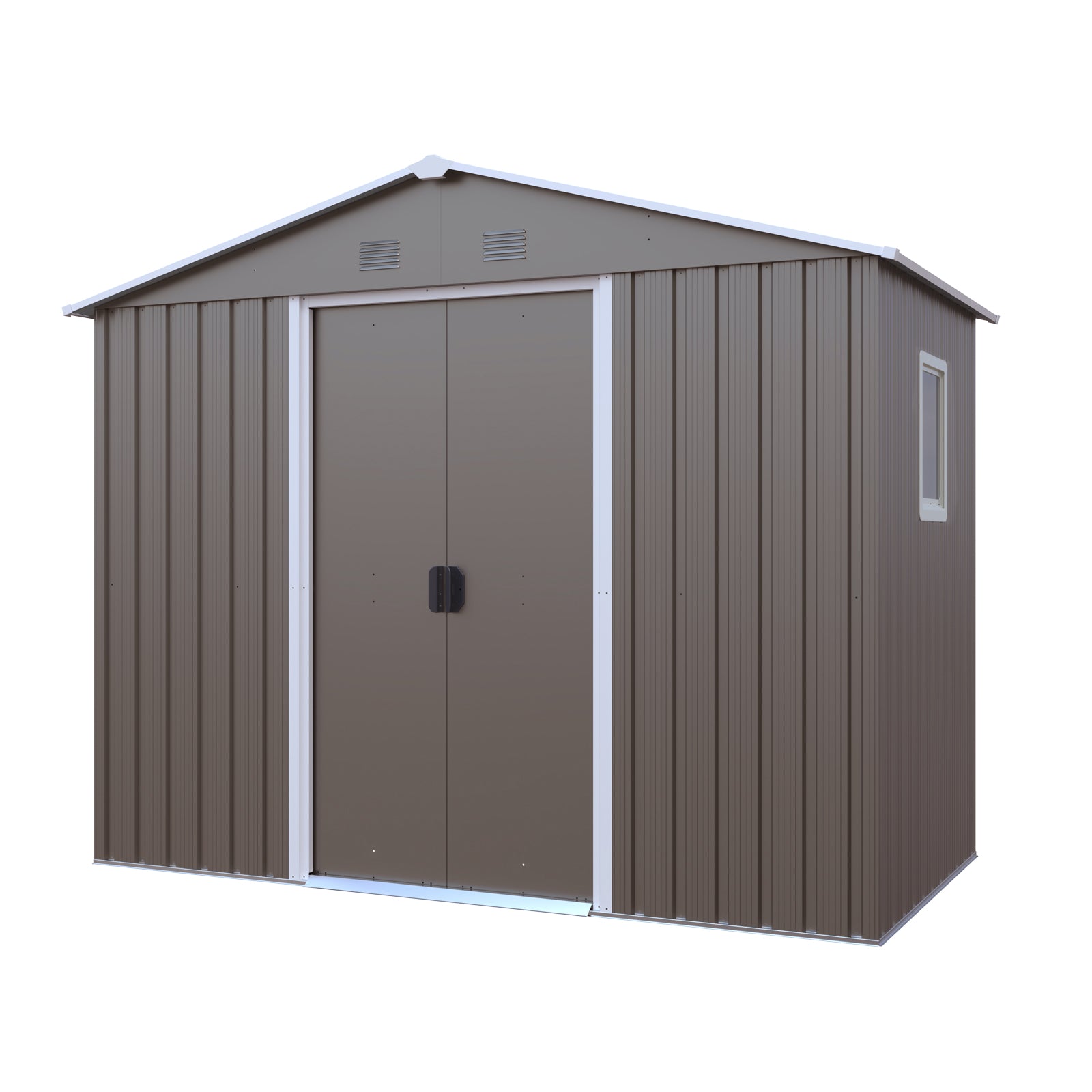 JXXRZ 8x4ft Outdoor Metal Storage Shed with Sliding Door & Foundation, Grey