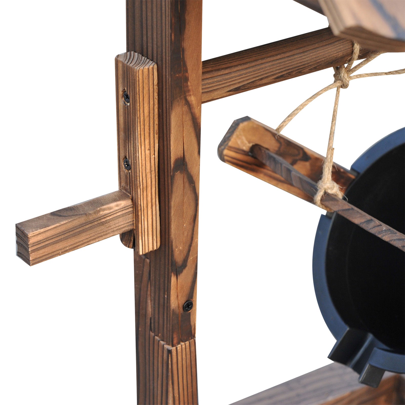 JXXRZ Wooden Wishing Well Fountain w/Adjustable Pump, Rustic Waterfall Bucket for Garden Patio Lawn, Carbonized Fir Wood