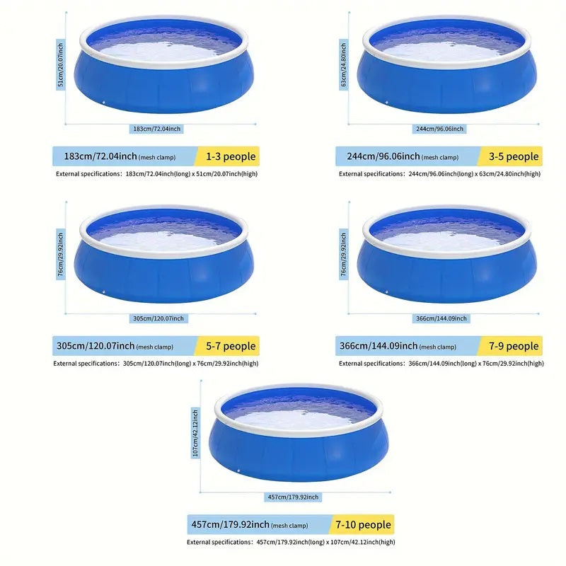 JXXRZ 6x1.5 Ft Inflatable PVC Swimming Pool for Adults/Kids, Outdoor Foldable with Sturdy Mesh & Quick Drain