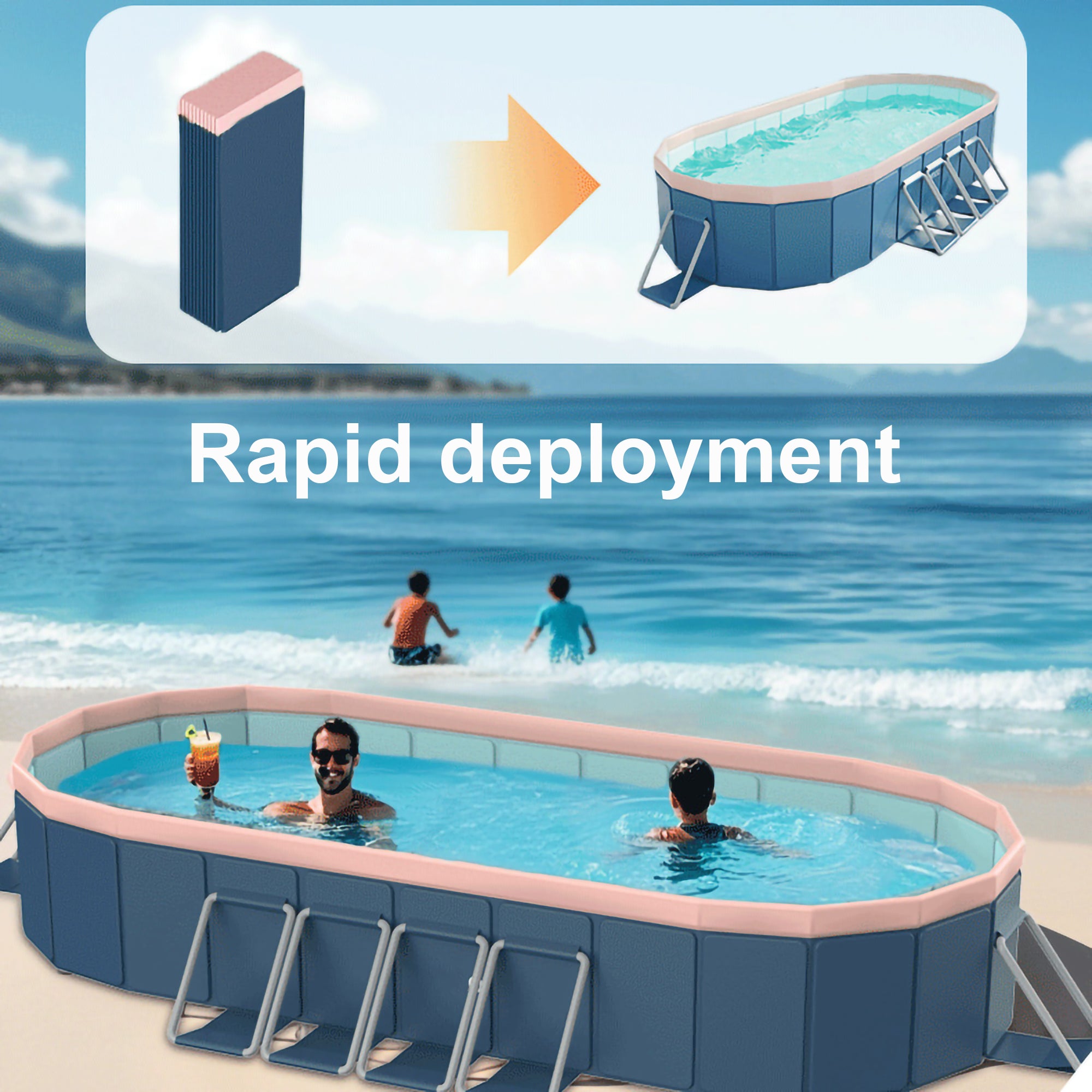 JXXRZ 71in Oval Foldable Hard Plastic Pool, Thickened PVC Portable Design for Kids/Adults/Pets Indoor Outdoor