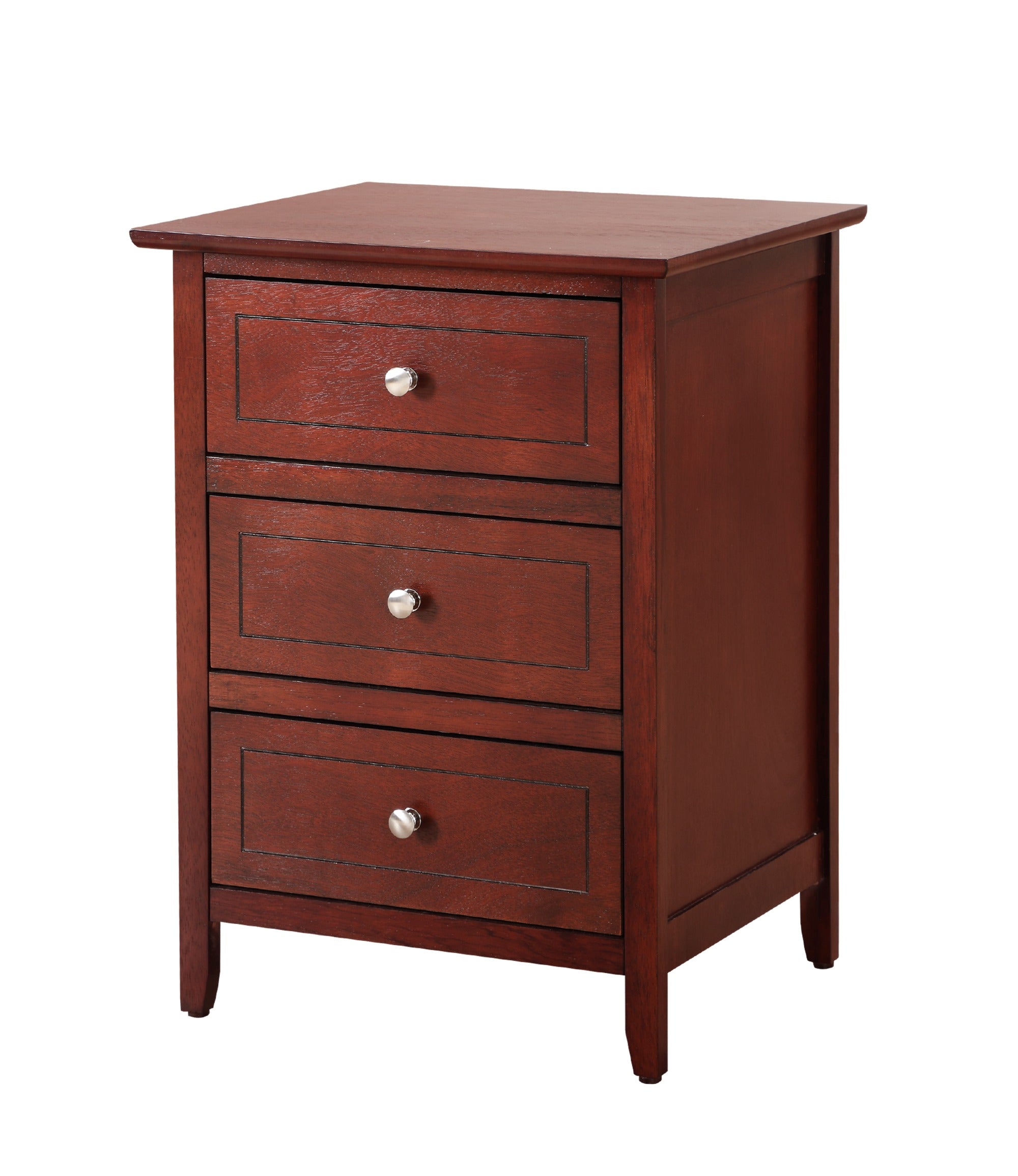 JXXRZ Cherry Transitional Nightstand with 3-drawer, Farmhouse Nightstand for Living Room Bedroom Furniture