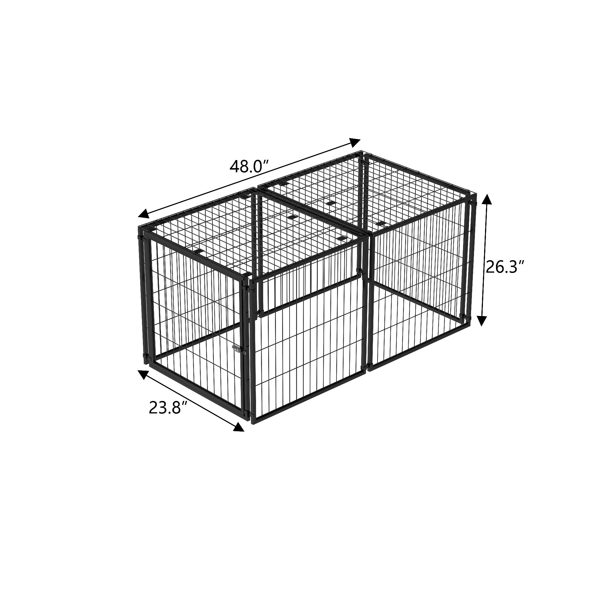 Large Dog Cage 48" Dog Kennel for Medium Dogs Puppy Dog Playpen with Top, Pet Cage, Indoor, Black.48"L x 26.3"W x 23.8"H.