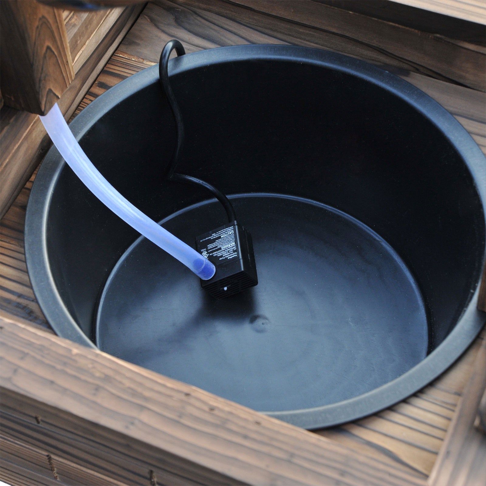 JXXRZ Wooden Wishing Well Fountain w/Adjustable Pump, Rustic Waterfall Bucket for Garden Patio Lawn, Carbonized Fir Wood