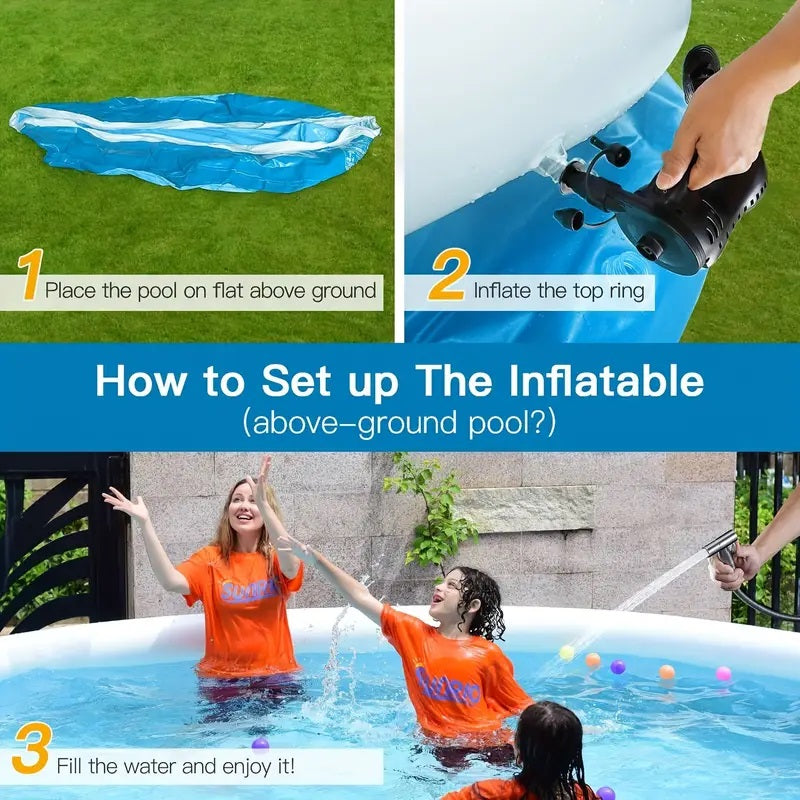 JXXRZ 6x1.5 Ft Inflatable PVC Swimming Pool for Adults/Kids, Outdoor Foldable with Sturdy Mesh & Quick Drain