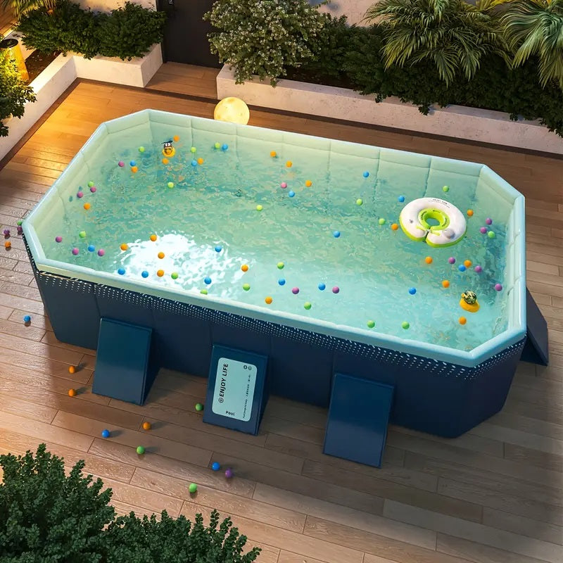 JXXRZ 65in Foldable Hard Plastic Pool, Thickened PVC Portable Design for Kids/Adults/Pets Indoor Outdoor