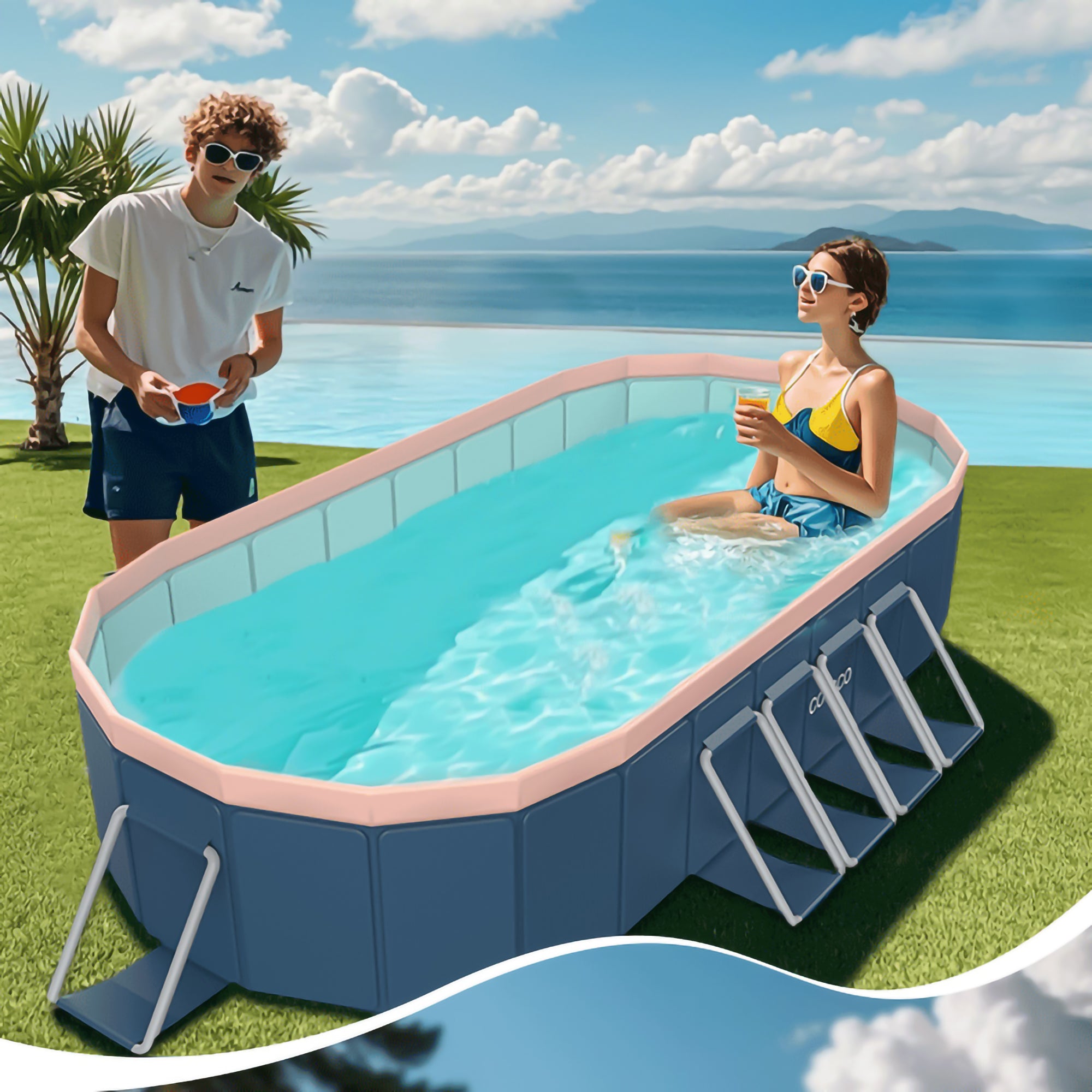 JXXRZ 71in Oval Foldable Hard Plastic Pool, Thickened PVC Portable Design for Kids/Adults/Pets Indoor Outdoor